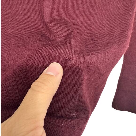 Chaiken Burgundy Merino Cashmere V-Neck Sweater Flared Sleeve Women’s Size Large - Picture 6 of 7